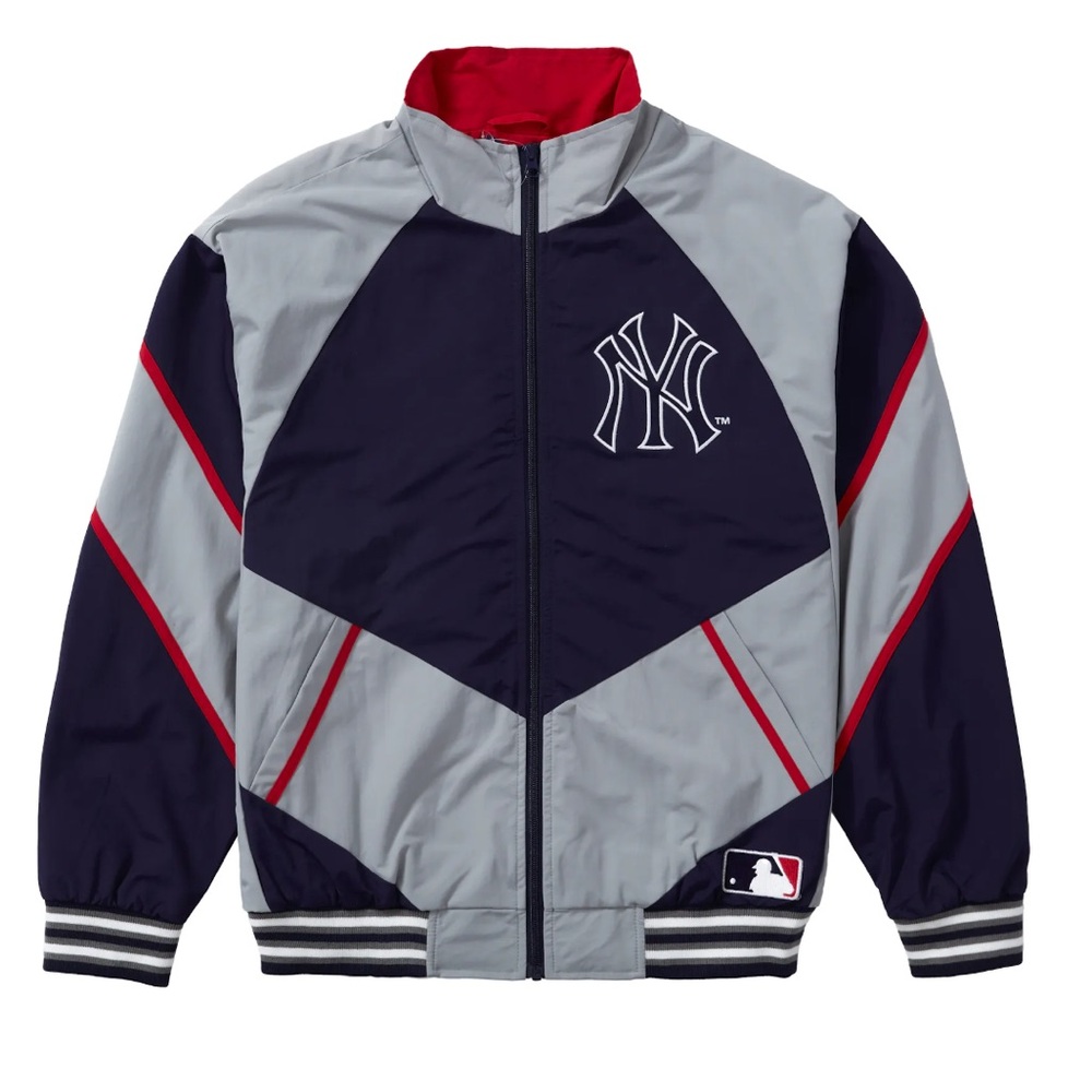 MLB New York Yankees Gray Navy Red Colorblock Track Jacket